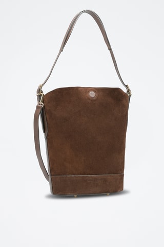 Sac seau en cuir suède Sleet - Marron