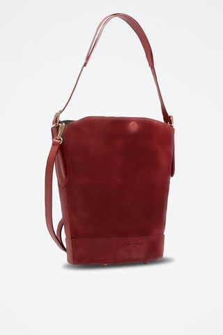 Sac seau en cuir suède Sleet - Bordeaux