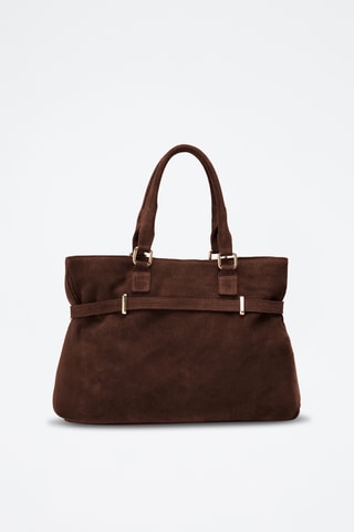 Sac porté épaule en cuir suède Nara - Marron
