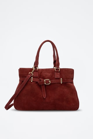 Sac porté épaule en cuir suède Nara - Bordeaux