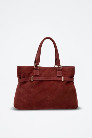 Sac porté épaule en cuir suède Nara - Bordeaux