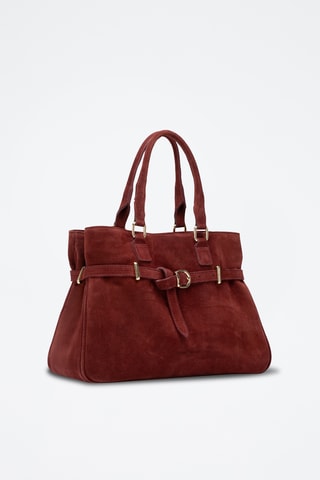 Sac porté épaule en cuir suède Nara - Bordeaux