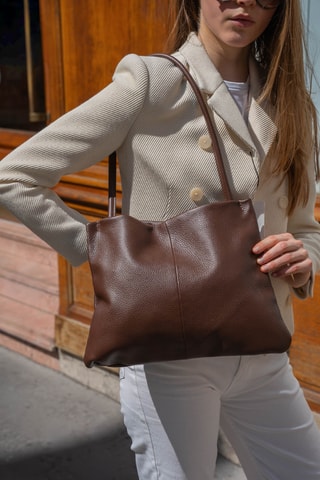 Cabas en cuir Helva - Marron