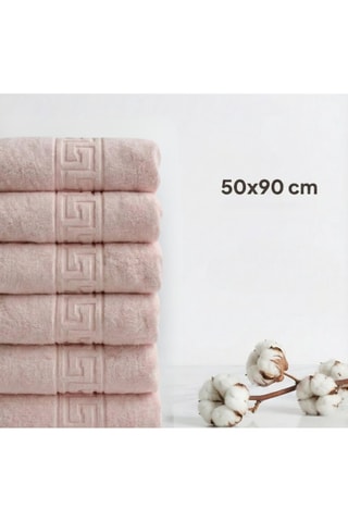 6 serviettes de toilette Greek - Rose - 50 x 90 cm