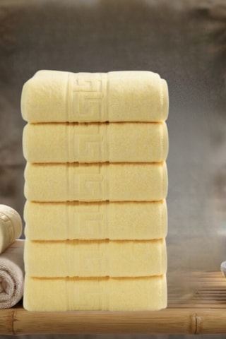 6 serviettes de toilette Greek  - Jaune - 50 x 90 cm