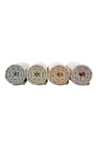 4 serviettes de toilette Karya - Beige, jaune et rouge - 50 x 80 cm