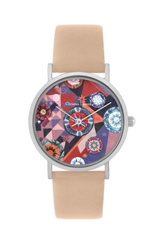 Leren Quartz Horloge Boutis Sun - Poederroze en Zilverkleurig