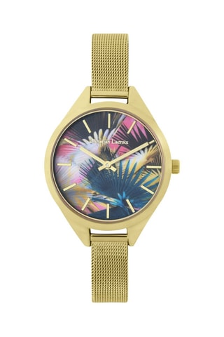 Stalen Quartz Horloge L’oiseau Fleur - Goudkleurig en Pauwblauw