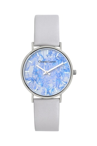 Leren Quartz Horloge Exotisme - Wit en Zilverkleurig