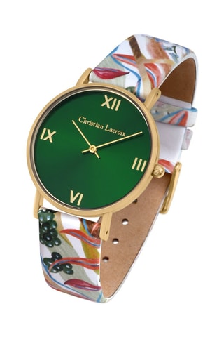 Leren Quartz Horloge Herbalism - Groen en Goudkleurig