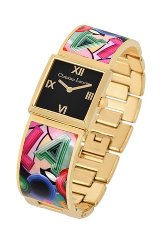 Stalen Quartz Horloge Lacroix Palette - Goudkleurig en Zwart