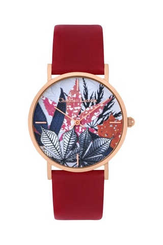 Leren Quartz Horloge Fall’ing Love - Rood en Goudkleurig