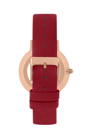 Leren Quartz Horloge Fall’ing Love - Rood en Goudkleurig