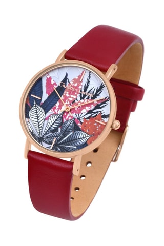 Leren Quartz Horloge Fall’ing Love - Rood en Goudkleurig