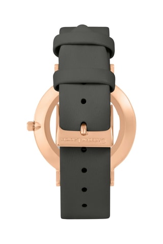 Leren Quartz Horloge Iris Des Marais - Kaki en Roségoudkleurig