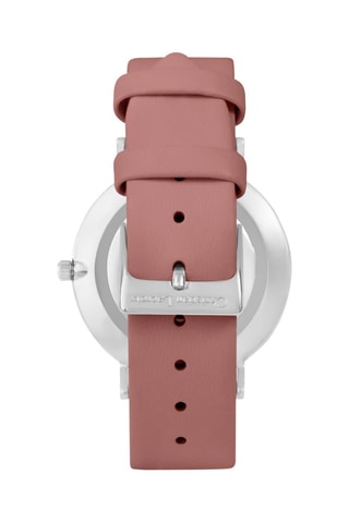 Leren Quartz Horloge Iris Des Marais - Roze en Zilverkleurig