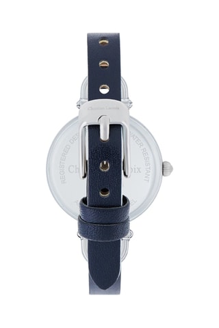 Leren Quartz Horloge - Marineblauw en Zilverkleurig