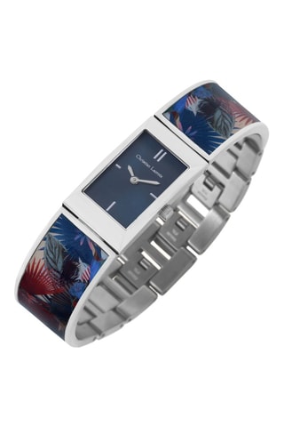 Stalen Quartz Horloge L’oiseau Fleur - Zilverkleurig en Blauw