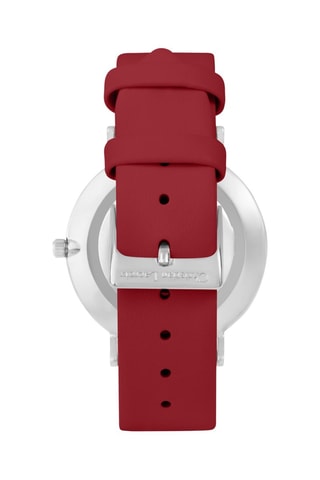 Leren Quartz Horloge Otro Mundo - Rood en Zilverkleurig