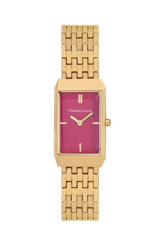 Stalen Quartz Horloge Signature - Goudkleurig en Roze