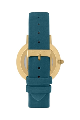 Leren Quartz Horloge Picnic - Blauw en Goudkleurig