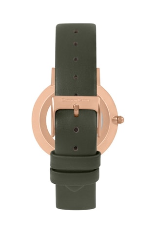 Leren Quartz Horloge Fall’ing Love - Groen en Goudkleurig