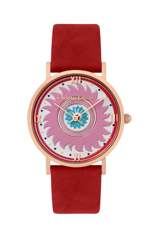 Leren Quartz Horloge Picnic - Rood en Goudkleurig
