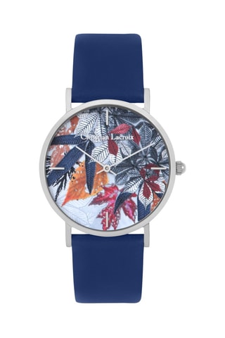 Leren Quartz Horloge Fall’ing Love - Marineblauw en Zilverkleurig