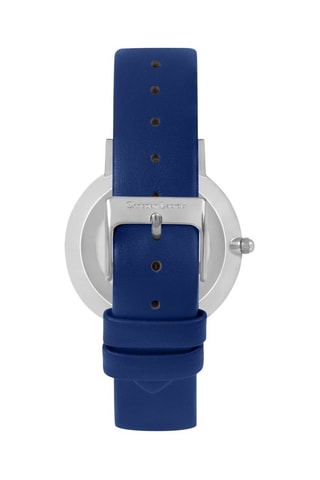 Leren Quartz Horloge Fall’ing Love - Marineblauw en Zilverkleurig