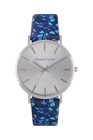Leren Quartz Horloge - Marineblauw en Zilverkleurig