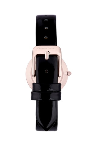 Leren Quartz Horloge - Zwart en Roségoudkleurig