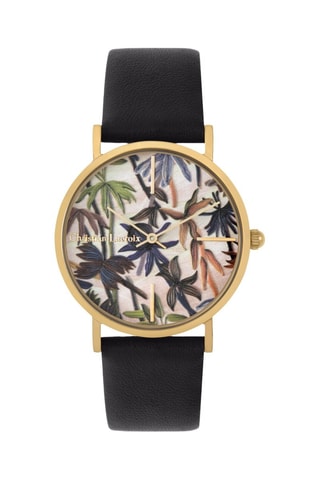 Leren Quartz Horloge Guatiza - Zwart en Goudkleurig