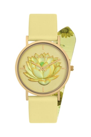 Leren Quartz Horloge Jardin des Hesperides - Geel en Goudkleurig