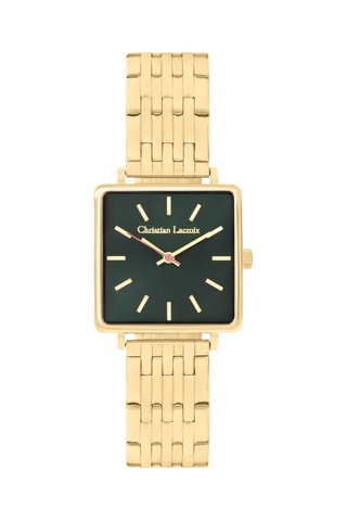 Stalen Quartz Horloge - Goudkleurig en Groen