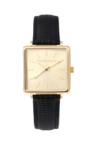 Leren Quartz Horloge - Zwart en Goudkleurig