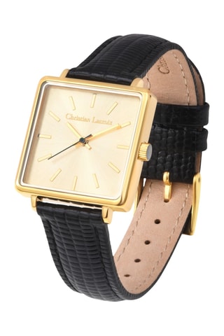 Leren Quartz Horloge - Zwart en Goudkleurig
