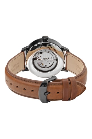 Reloj automático de piel - Marrón y negro