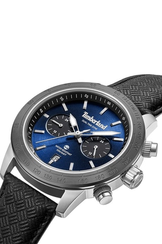Reloj de cuarzo de piel - Taquímetro - Negro y plateado
