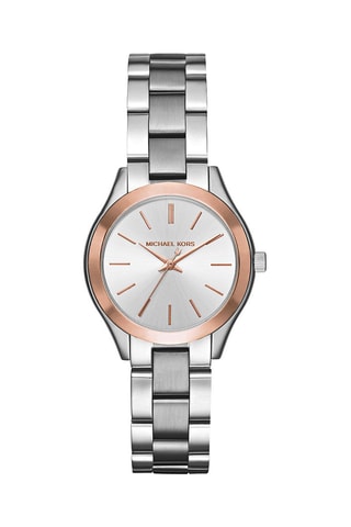Reloj de cuarzo de acero Mini Slim Runway - Plateado y rosa dorado