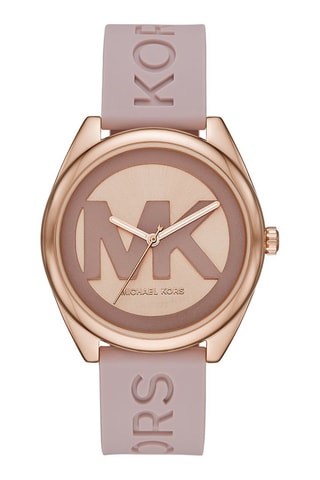Reloj de cuarzo de silicona - Rosa y dorado