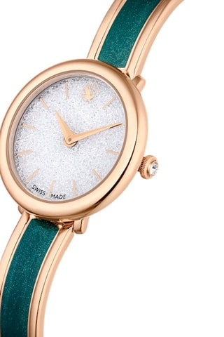 Reloj de cuarzo bañado en oro rosa Crystalline Bangle