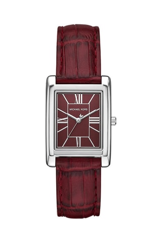 Reloj de cuarzo de piel - Burdeos y plateado