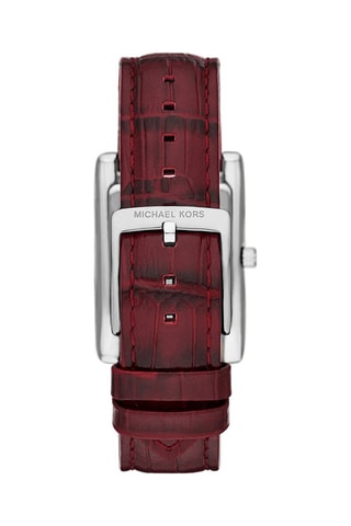 Reloj de cuarzo de piel - Burdeos y plateado