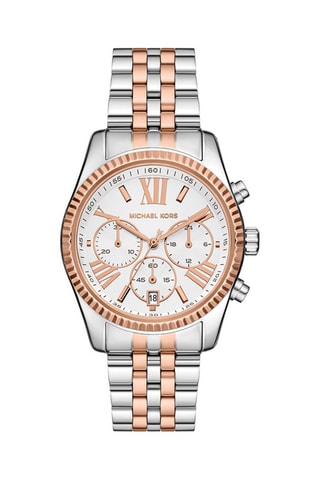 Reloj de cuarzo de acero - Cronógrafo - Rosa dorado y plateado