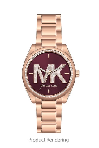 Reloj de cuarzo de acero - Rosa dorado y burdeos