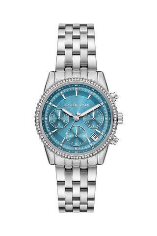 Reloj de cuarzo de acero - Cronógrafo - Plateado y azul