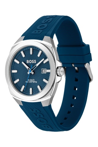 Reloj de cuarzo de silicona - Azul y plateado