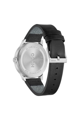 Reloj de cuarzo de piel - Negro y plateado