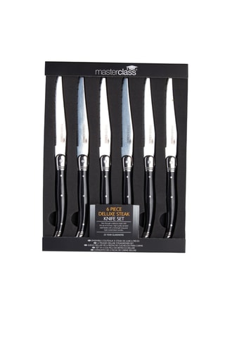 6 cuchillos chuleteros de acero inoxidable - 25,5 cm - Masterclass