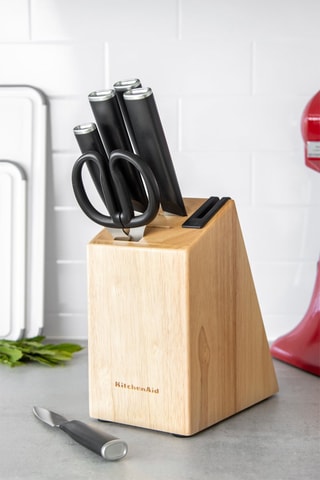 Bloque con 8 piezas de acero inoxidable y madera - Kitchenaid